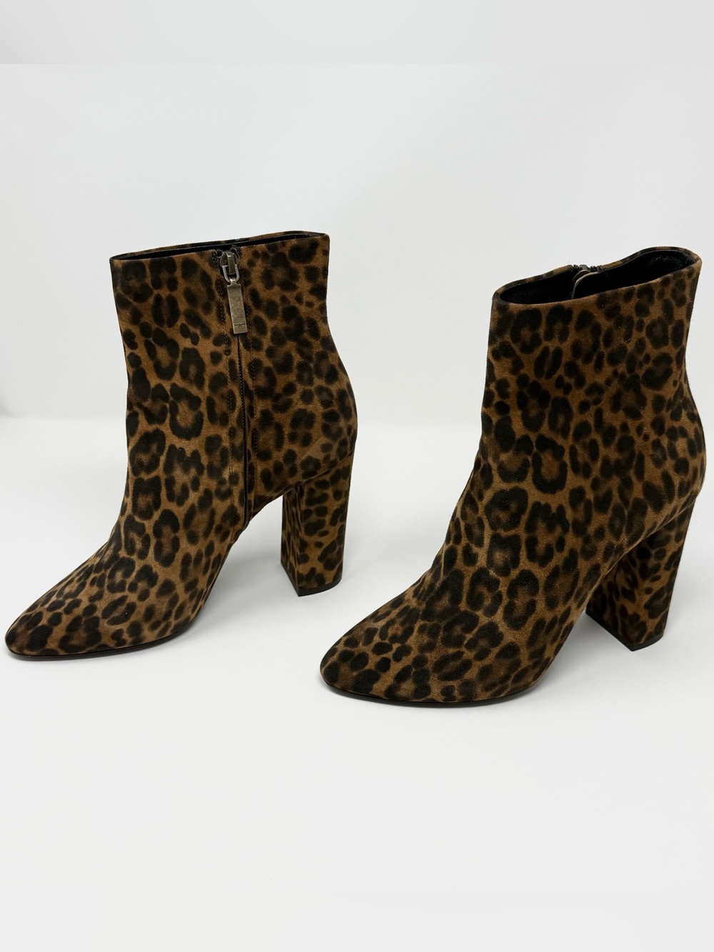 NIB Saint Laurent Lou Suede Leopard Print Ankle Boots Size 39